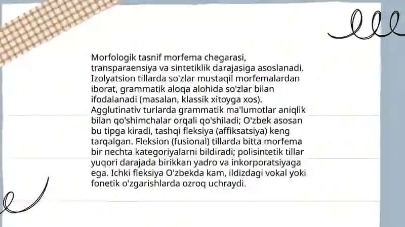 Dunyo tillarining morfologik tasnifi 3