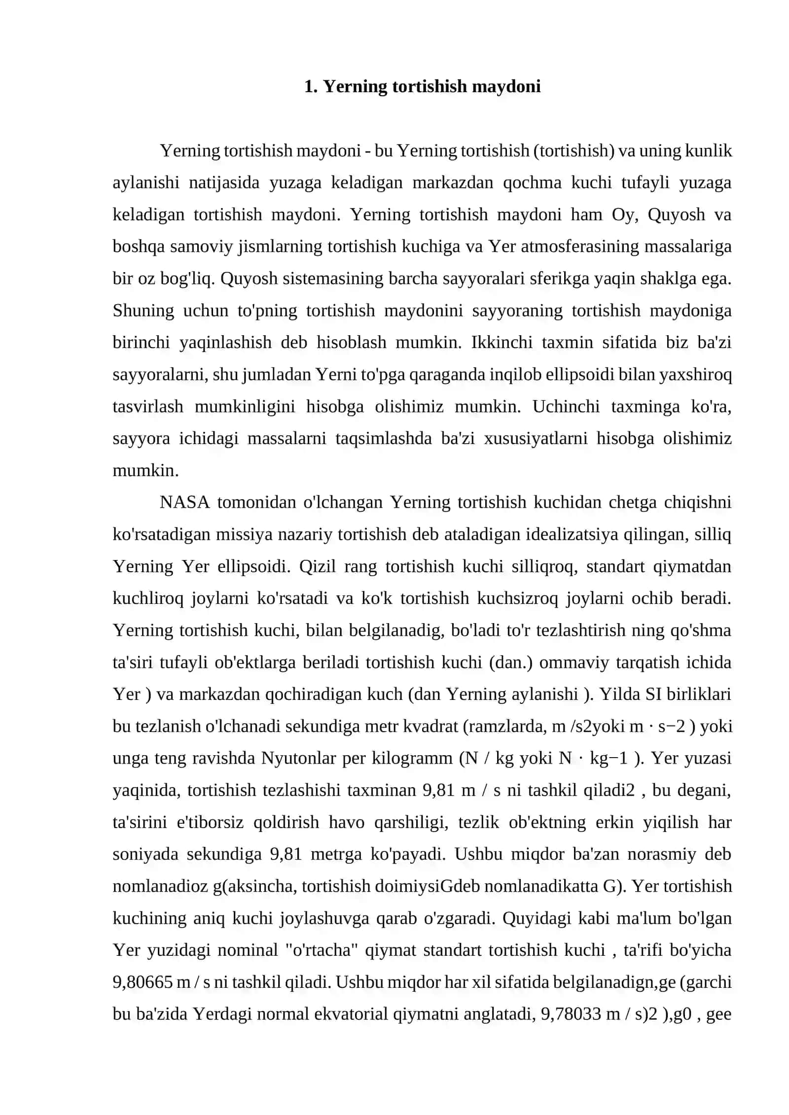 Yerning gravitatsion maydoni 3