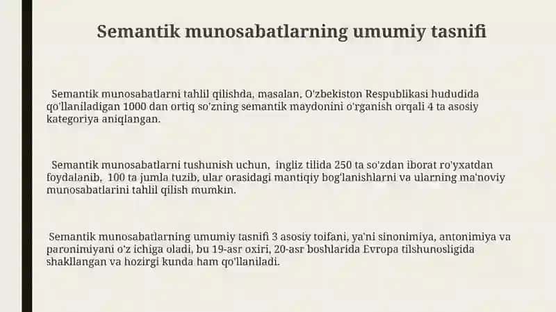 Semantik munosabatlar va ma'no turlari 3