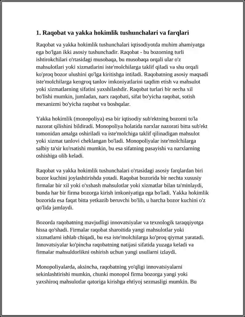 Raqobat va Yakka Hokimlik 3