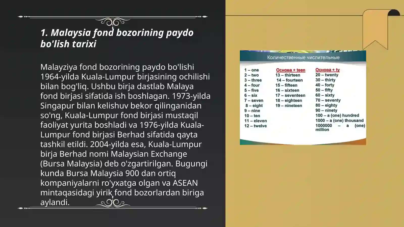 Malaysia birja tarixi Oʻzbekiston birja tarixi bilan taqoslash 3