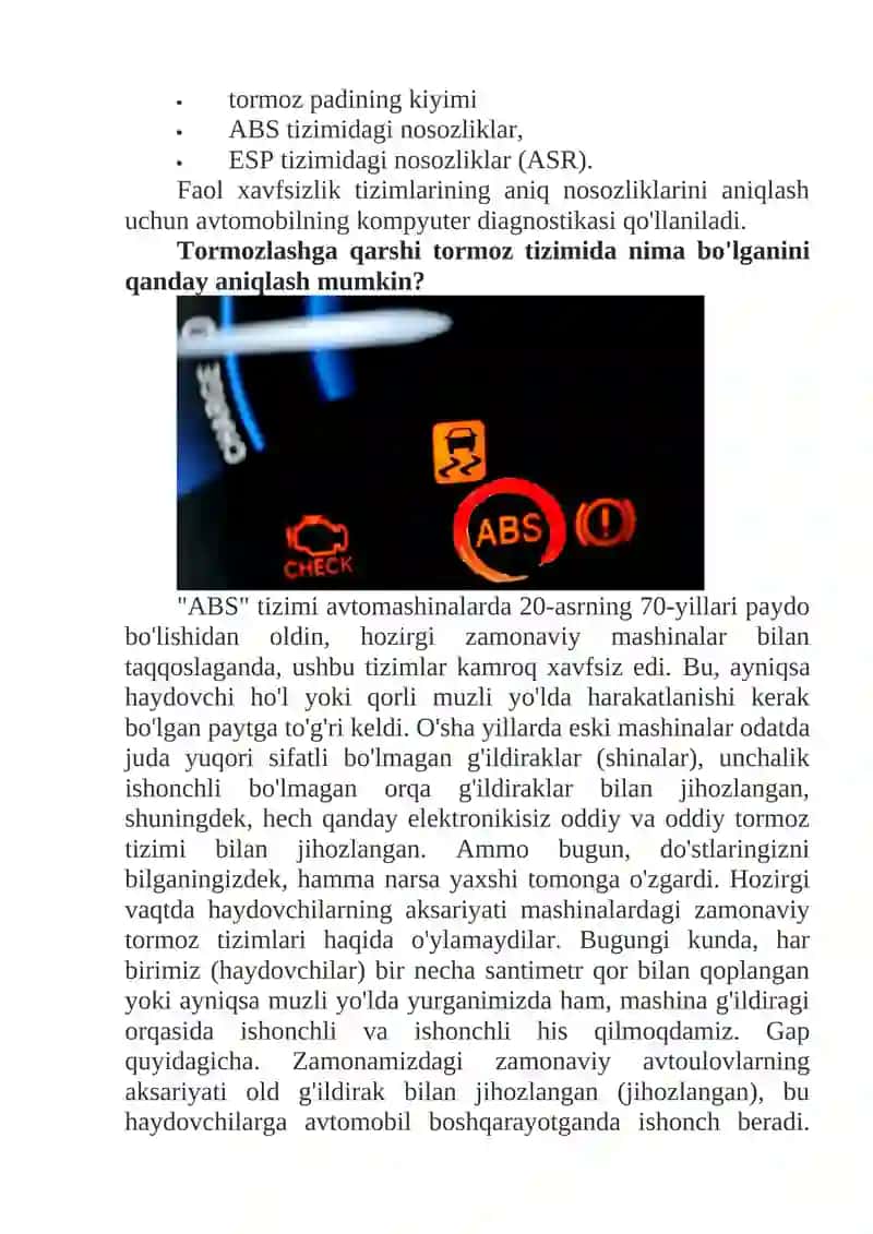 Tormoz tizimi va nosozliklarini tuzatish 3