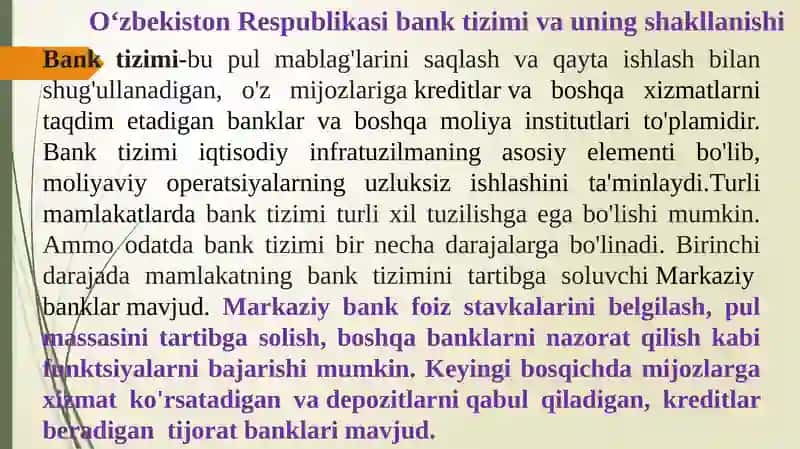 O‘zbekiston Respublikasi bank tizimi va uning tarkibi 3