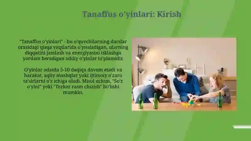 Tanaffuz vaqtida o'ynaladigan o'yinlar 3