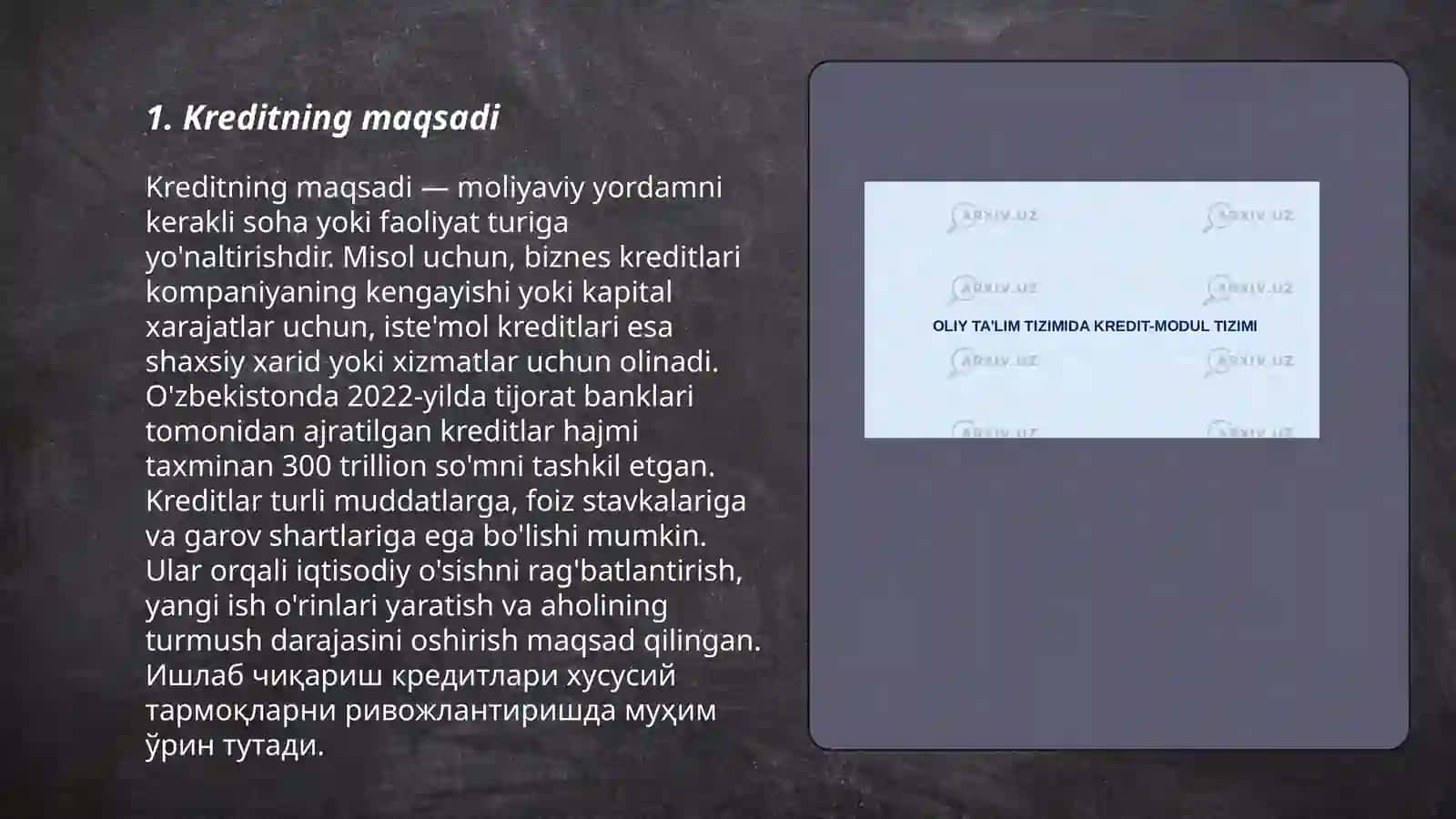 Kreditning maqsadi 3