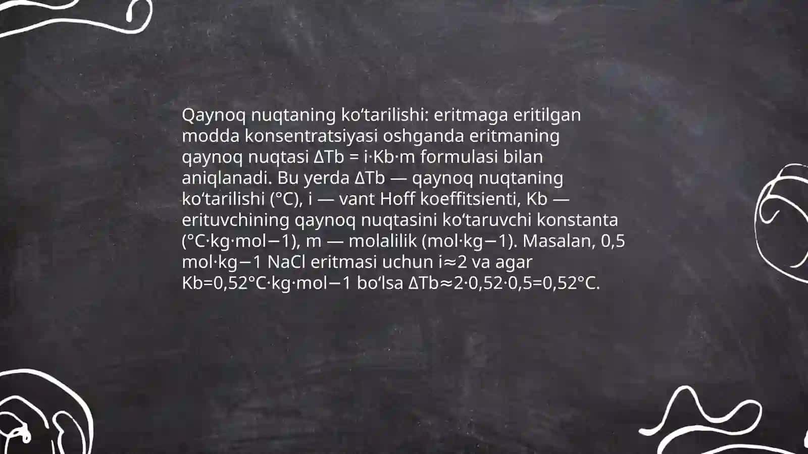 Eritmaning qaynash va muzlash haroratiga doir masala va misollar 3