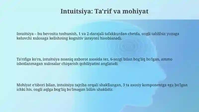 Intuitsiya: Ta'rif, Turlari va Manbalari 3