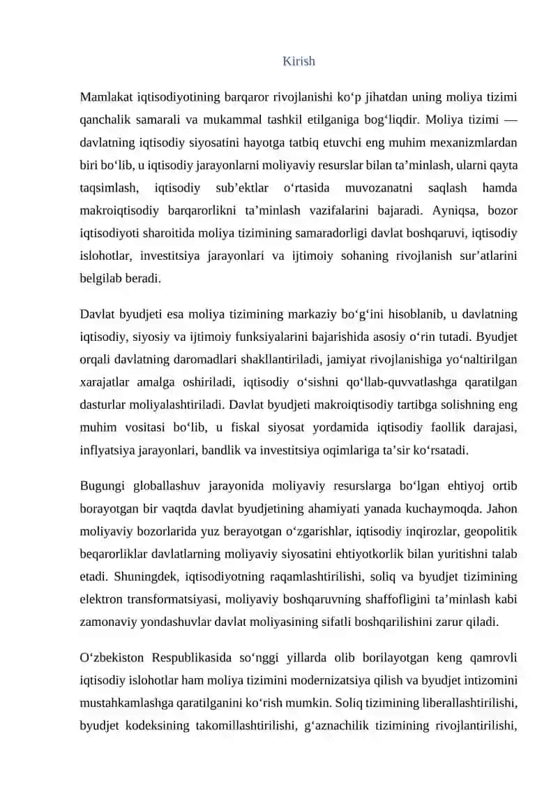 Moliya tizimi va davlat byudjetining iqtisodiyotdagi o'rni 3