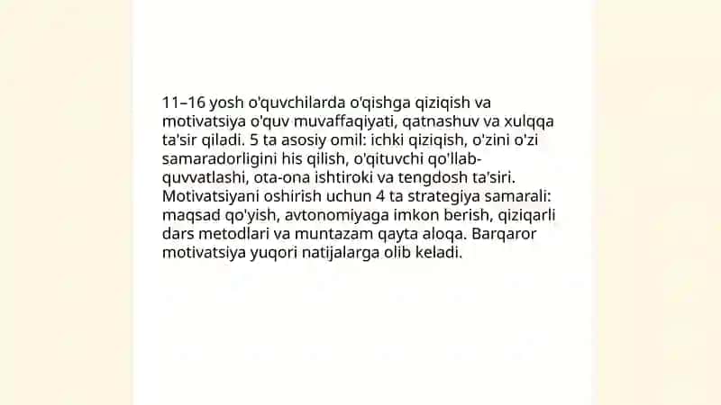 O'rta maktab yosh davrlari motivlari 3