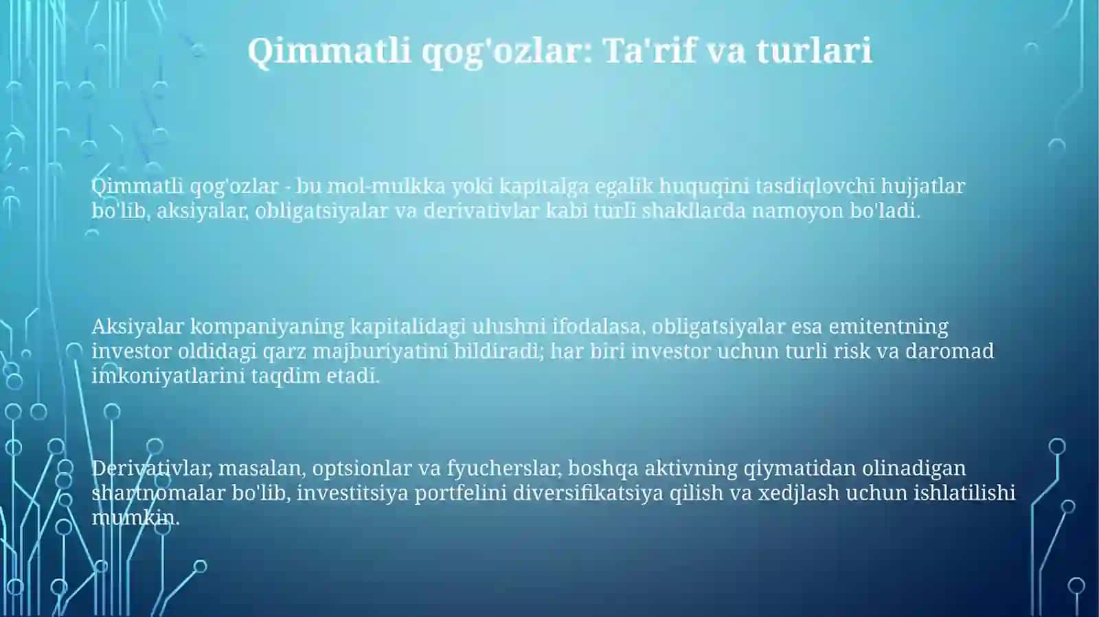 Qimmatli qogʻozlar haqida tushuncha 3