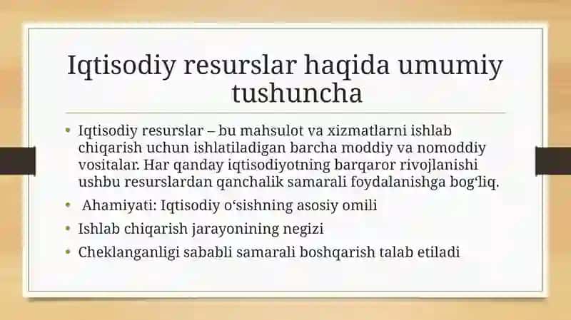 Iqtisodiy resurslar va ularning tushunchalari 3