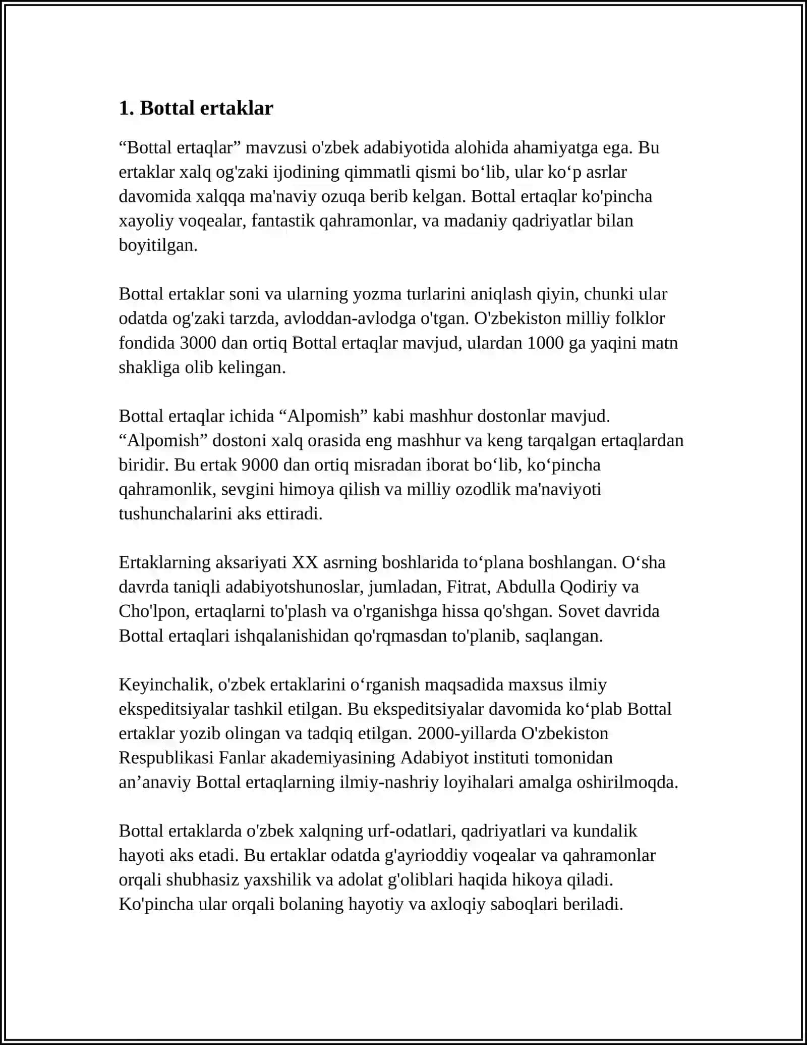 XALQ ERTAKLARININIG TURLARI 3