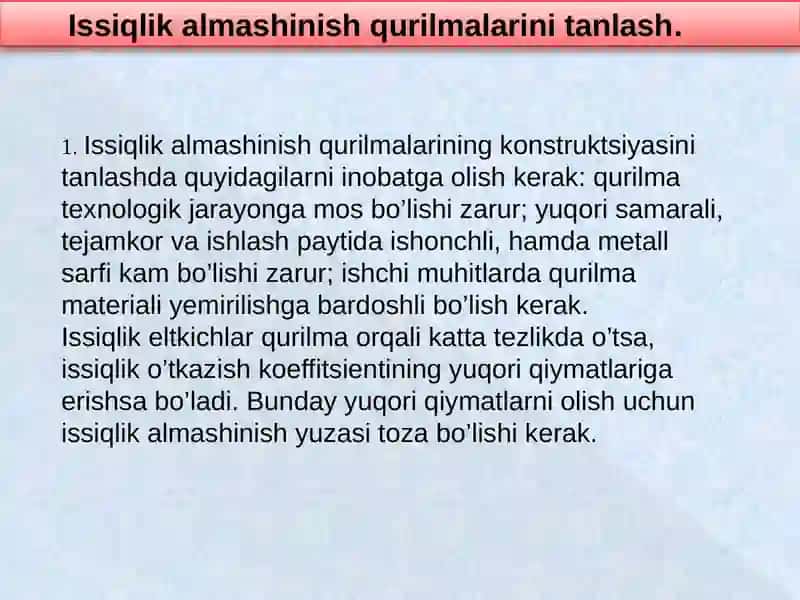 Issiqlik almashinish qurilmalari 3