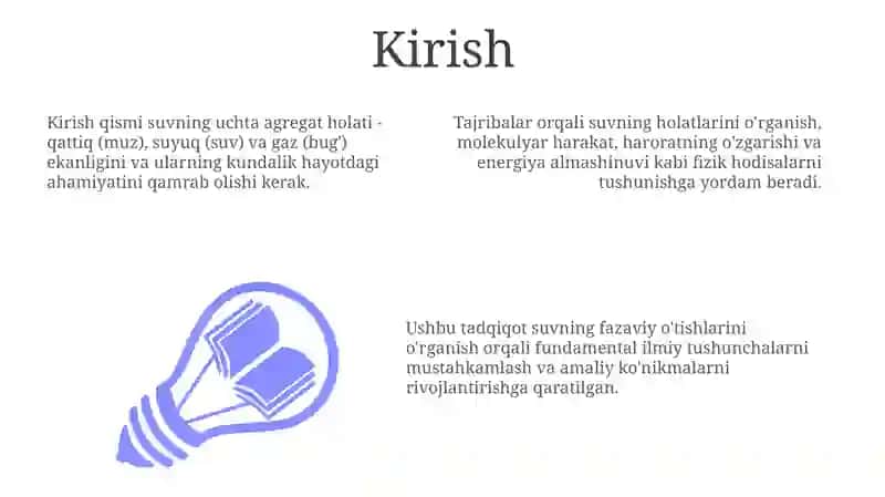 Suvning uchta holatini o'rganish 3