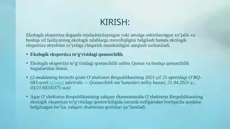 Ekologik ekspertiza to‘g‘risidagi qonunchilik 3