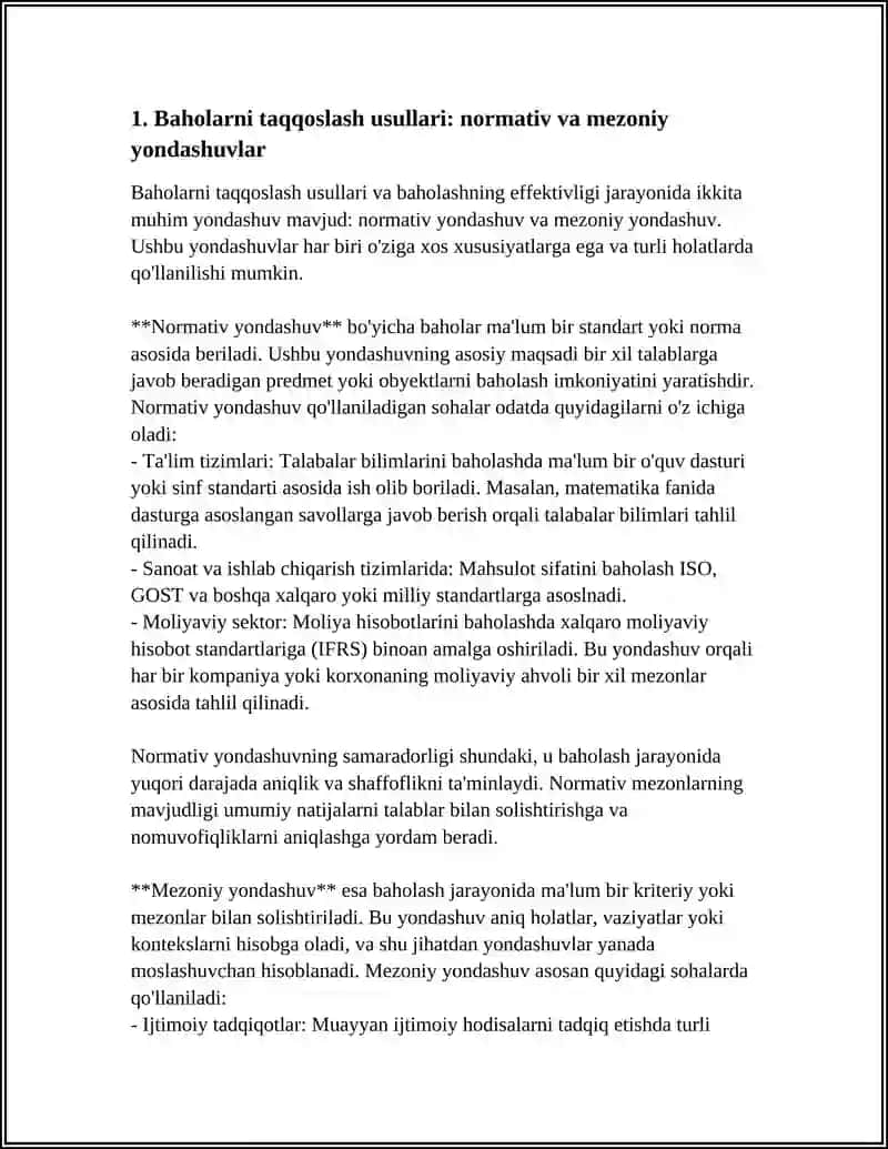 BAHOLARNI TAQQOSLASH. EFFEKTIV BAHOLAR 3