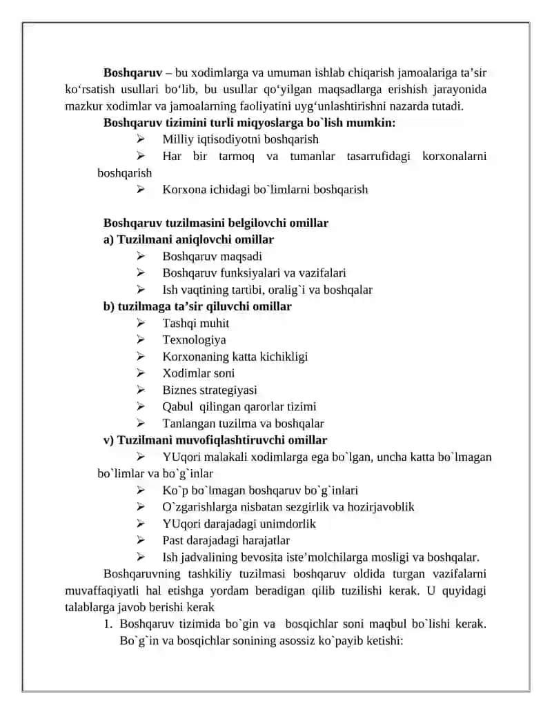 Korxona faoliyatini boshqarish asoslari 3