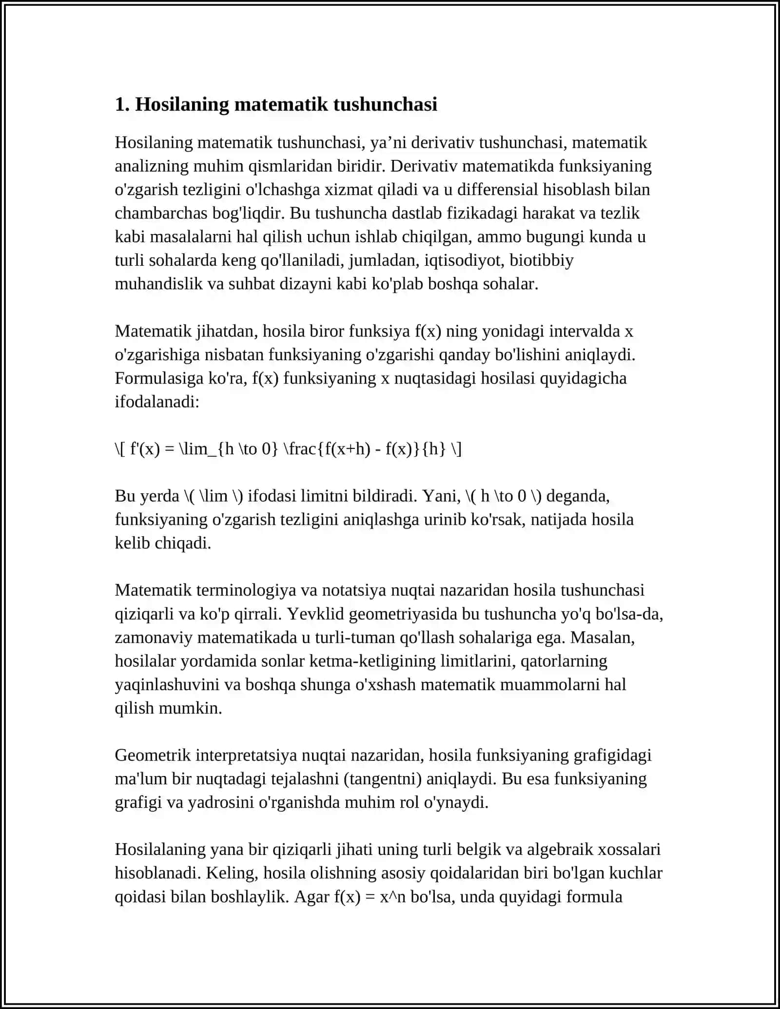 HOSILANING TASVIRI VA TASVIRNING HOSILASI 3