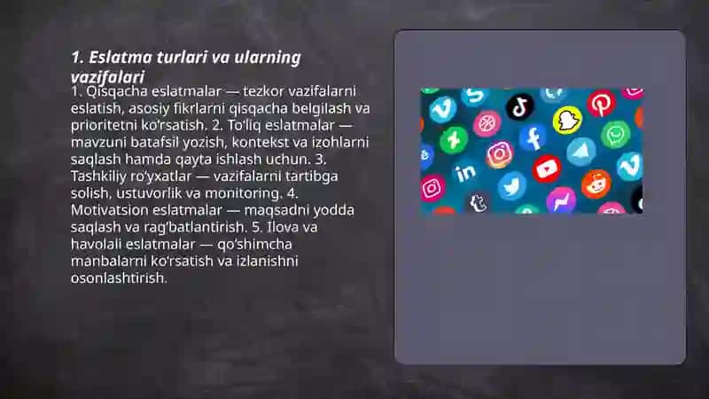 Eslatmalar bilan ishlash va foydali jihatlari 3