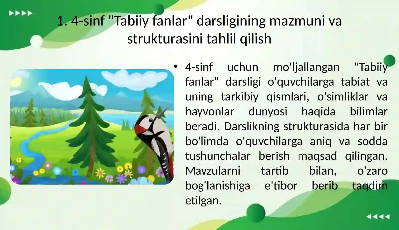 4-sinf "Tabiiy fanlar" darsligining mazmuni va strukturasi 3