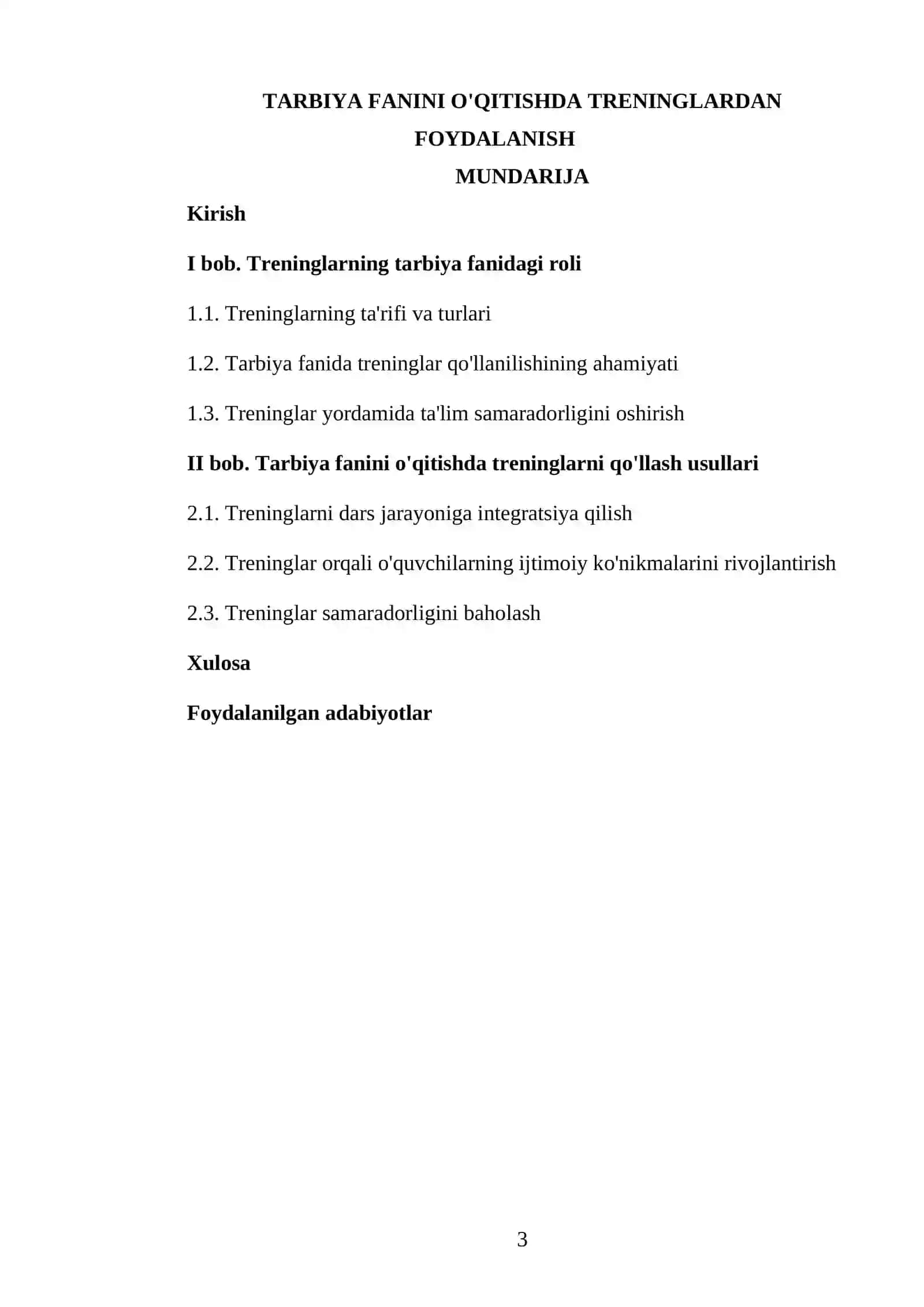 Treninglardan foydalanish metodikasi 3