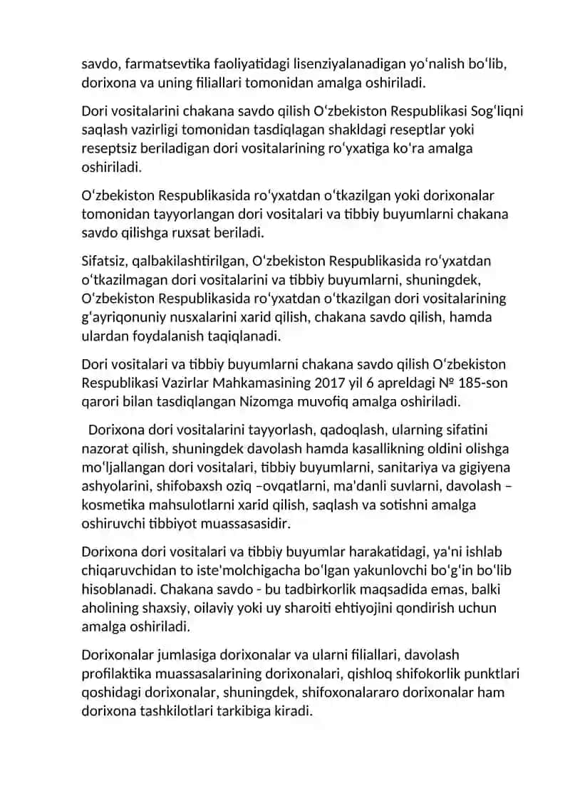 Dorixona tarmoqlarining faoliyati 3