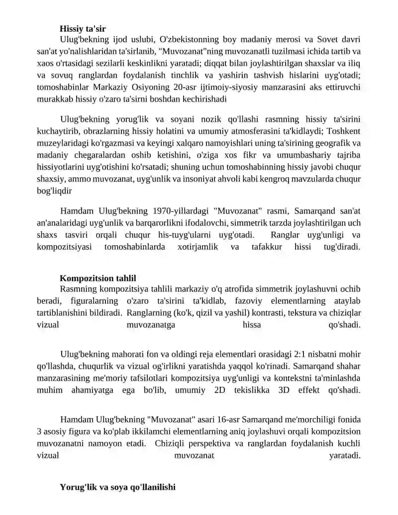 Ulugʻbekning "Muvozanat" ramani tahlili 3