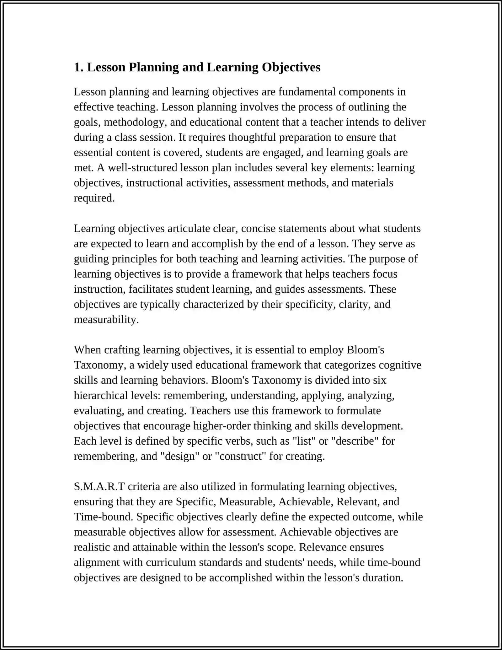 Lesson Planning and Learning Objectives 3