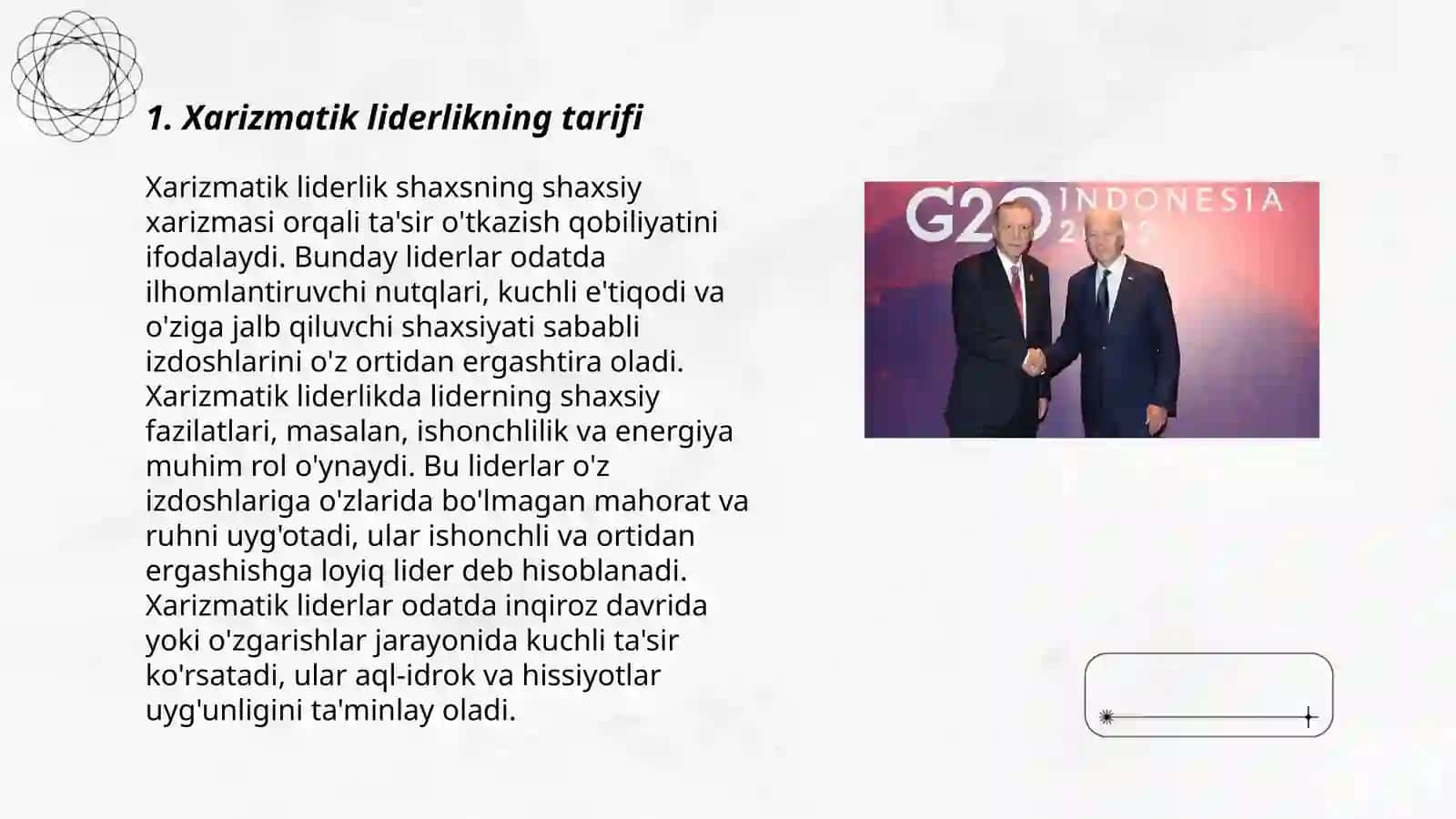Xarizmatik lider tushunchasi 3
