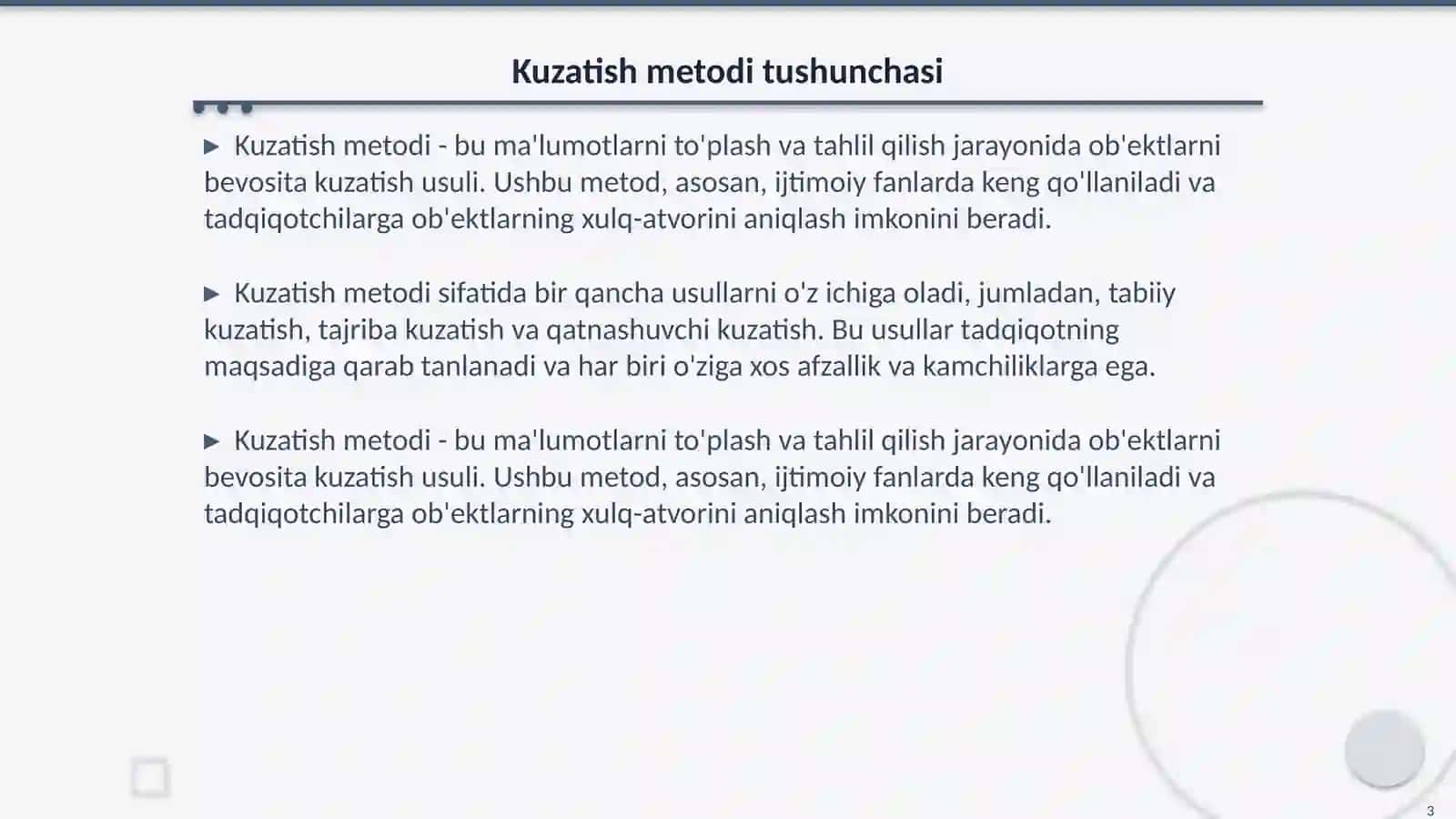 Kuzatish metodi 3