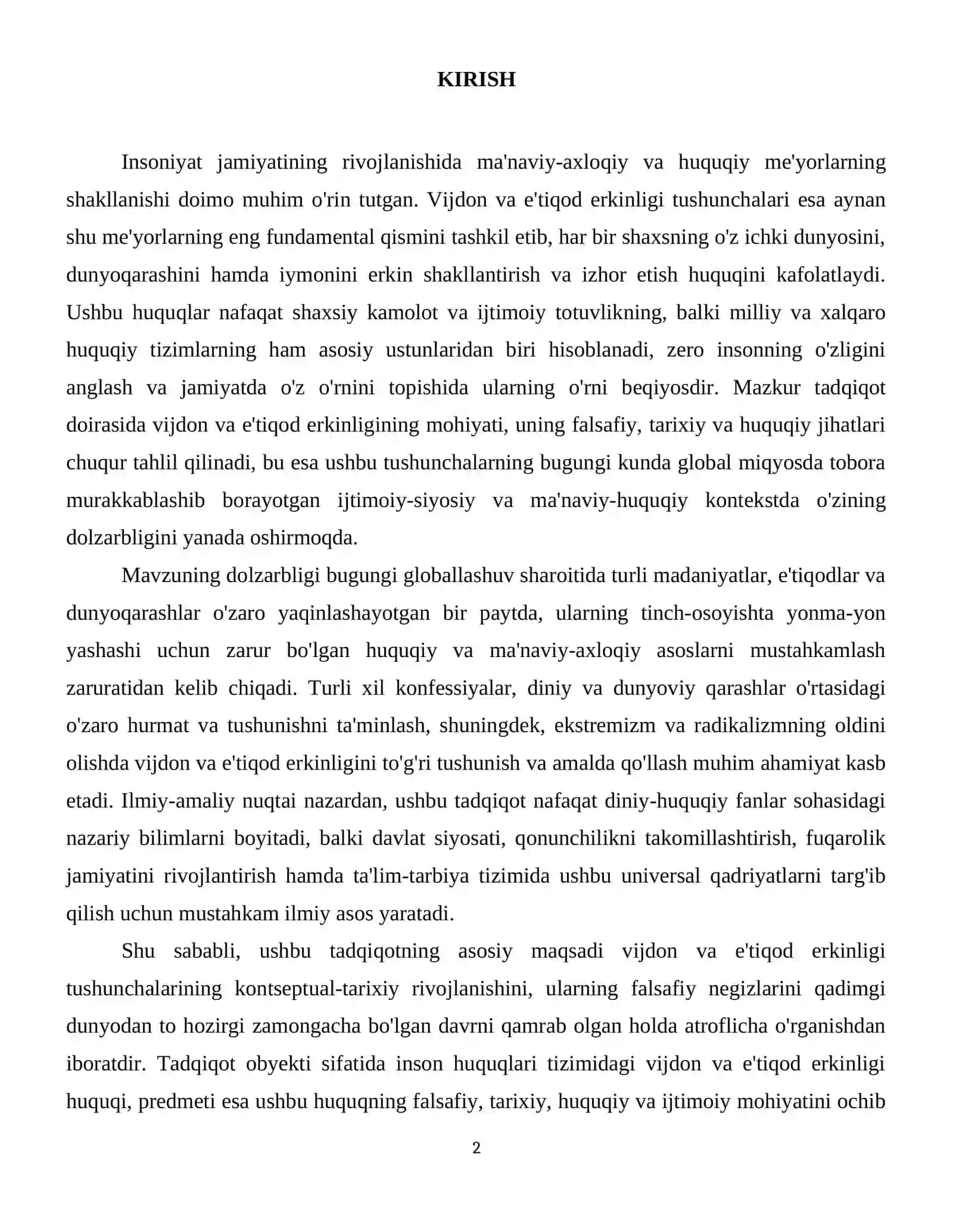 Vijdon va e'tiqod erkinligining ta'rifi 3