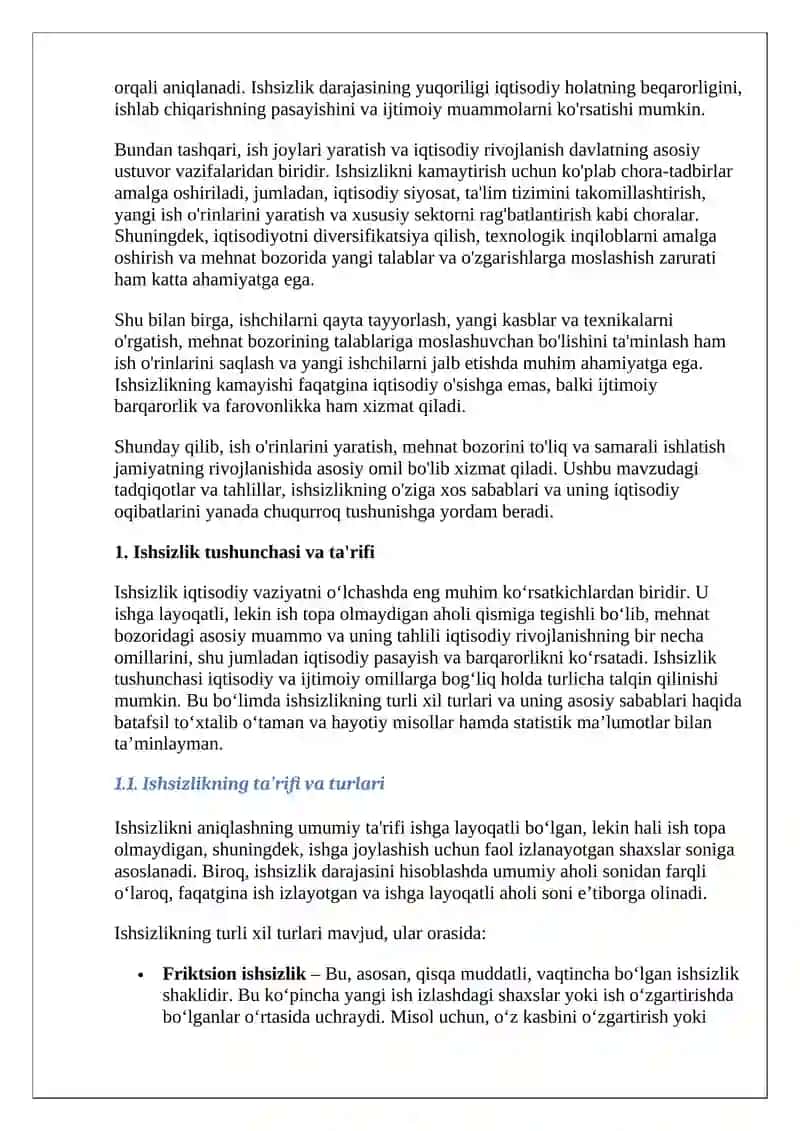 Ishsizlik va uning sabablari 3