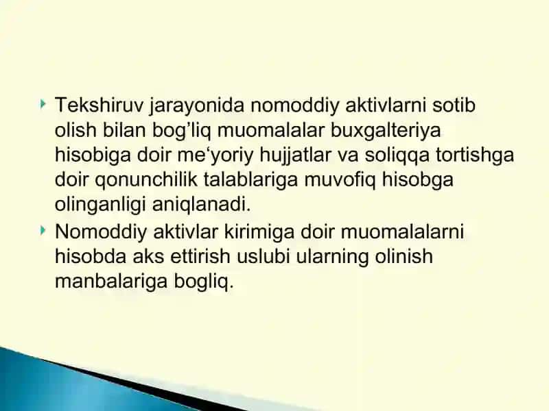 Nomoddiy aktivlar auditini tashkiln etish va o’tkazish tartibi 3