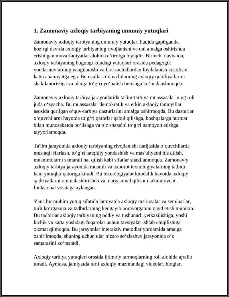 Zamonaviy Axloqiy Tarbiyaning Yutuqlari va Kamchiliklari 3