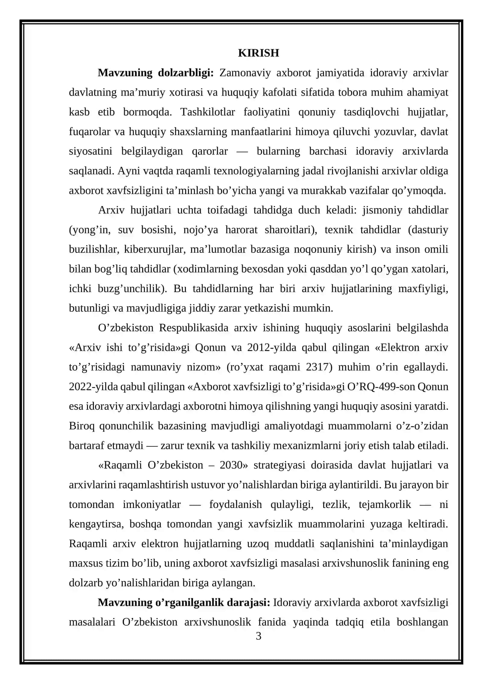 IDORAVIY ARXIVLARDA AXBOROT XAVFSIZLIGINI TAMINLASH 3