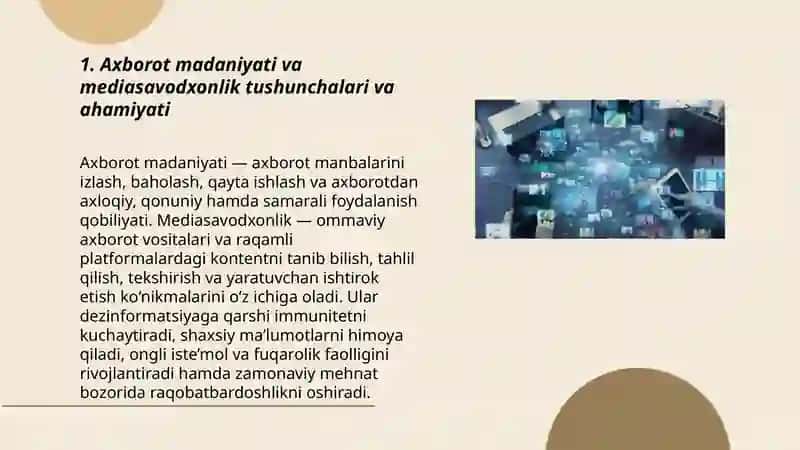 Axborot madaniyati va Mediasavodxonlik 3