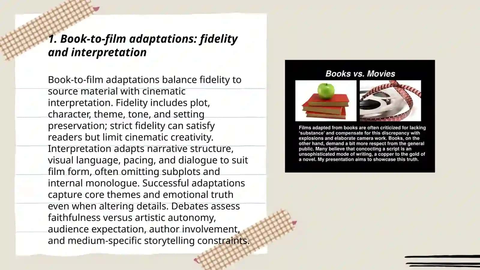 Book-to-film adaptations: fidelity and interpretation 3