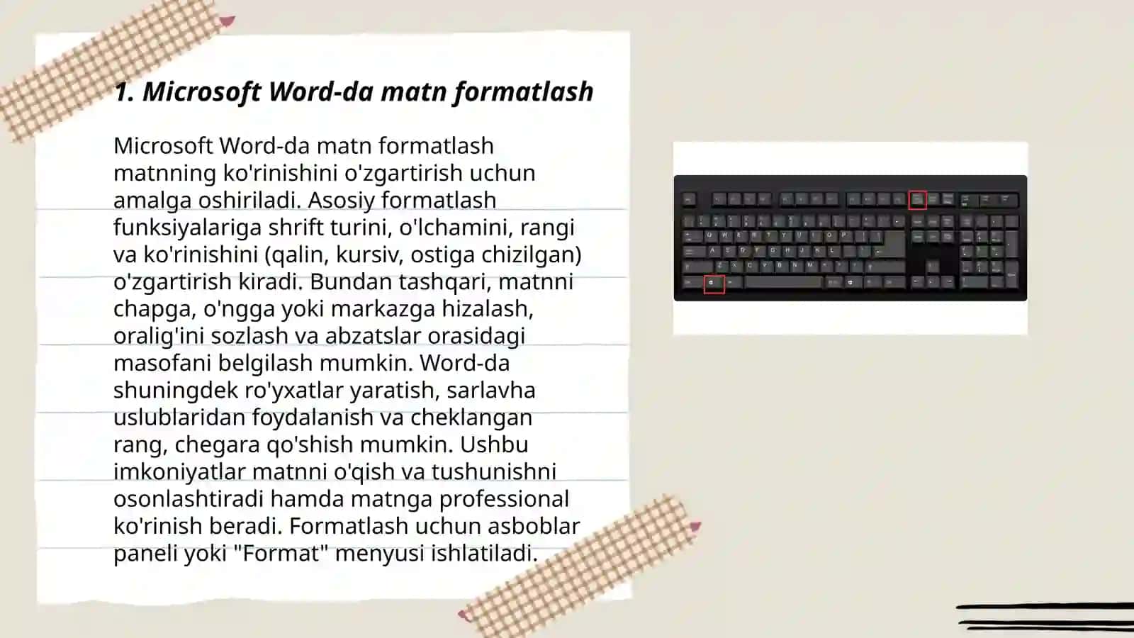 Microsoft Word-da Matn Muharrirlarining imkoniyatlari 3