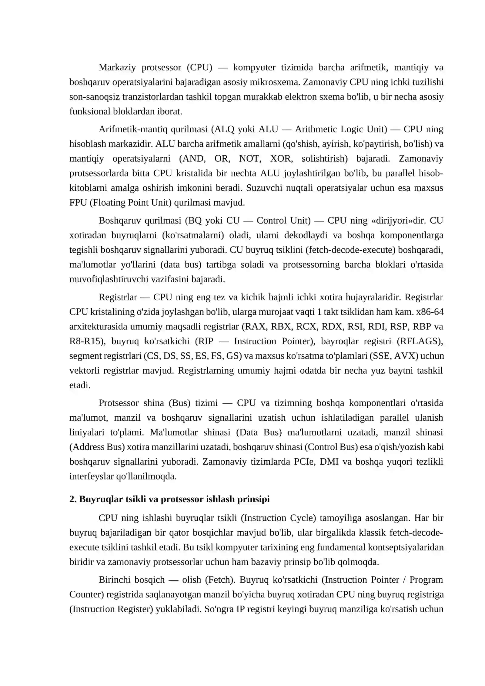 CPU va xotira arxitekturasi 3