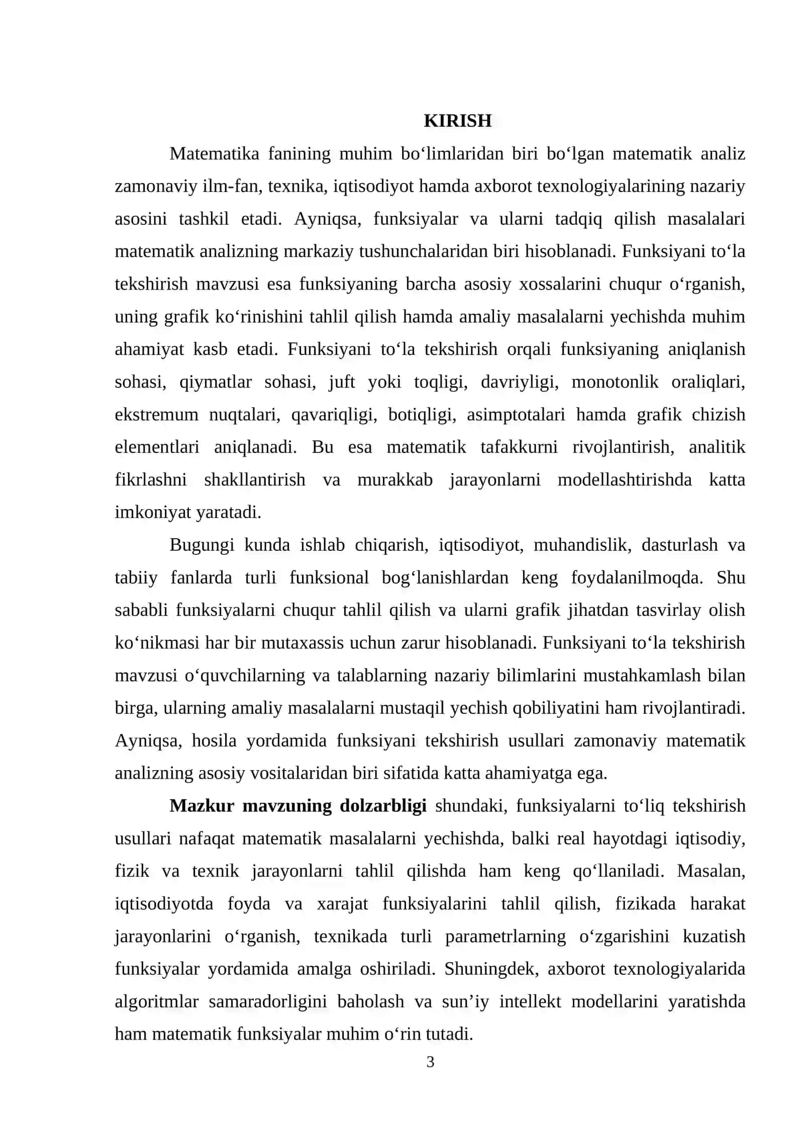 Funkiyani to‘la tekshirish 3