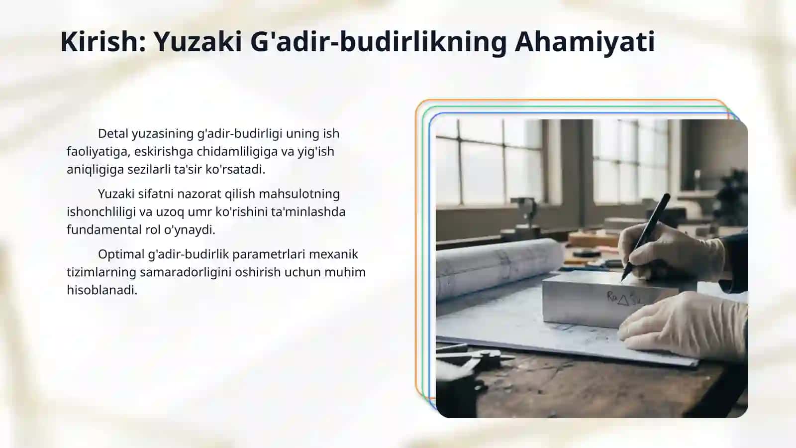 Texnik detal yuzalarining g`adir-budirlik belgilarini qo’yish 3