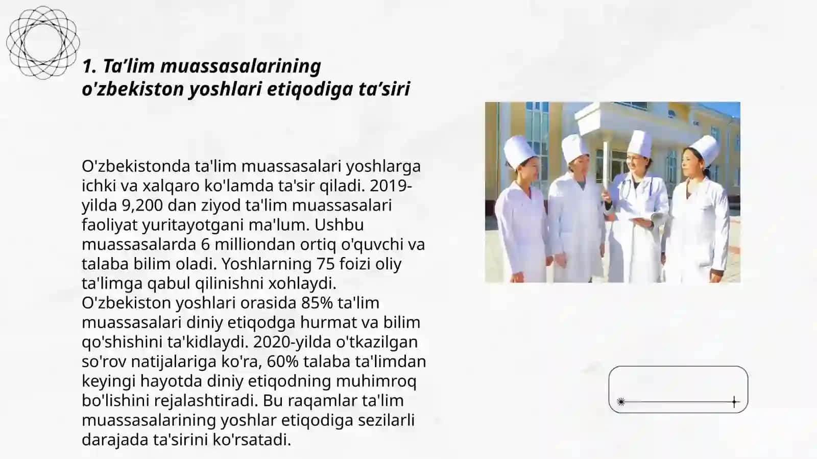Oʻzbekiston yoshlari etiqodining taʼlim muassasalari bilan olib berilgan ishlarning mazmuni 3