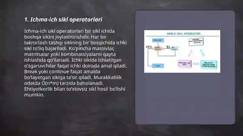Ichma-ich sikl operatorlari 3