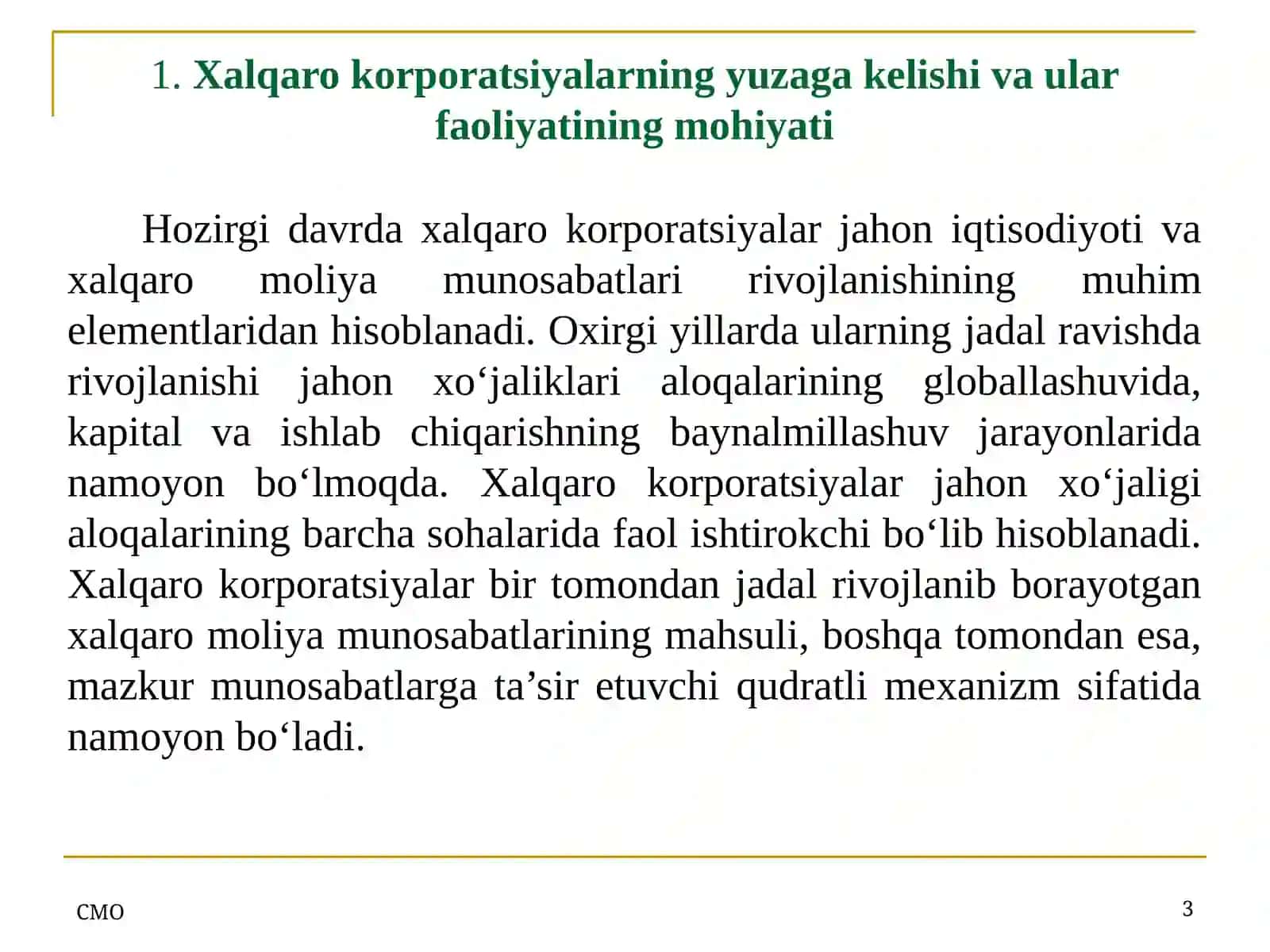 Xalqaro korporatsiyalar faoliyati 3
