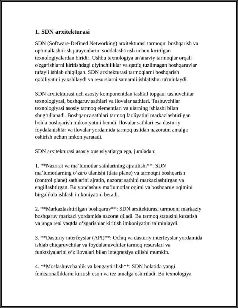 SOFTWARE-DEFINED NETWORKING (SDN) – DASTURIY TA’MINOT ASOSIDA BOSHQARILUVCHI TARMOQLAR 3