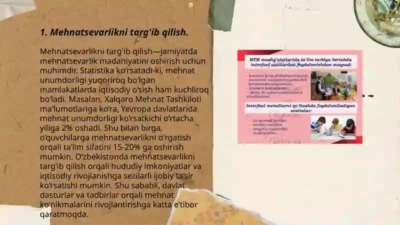Mehnatsevarlikni targ'ib qilish 3