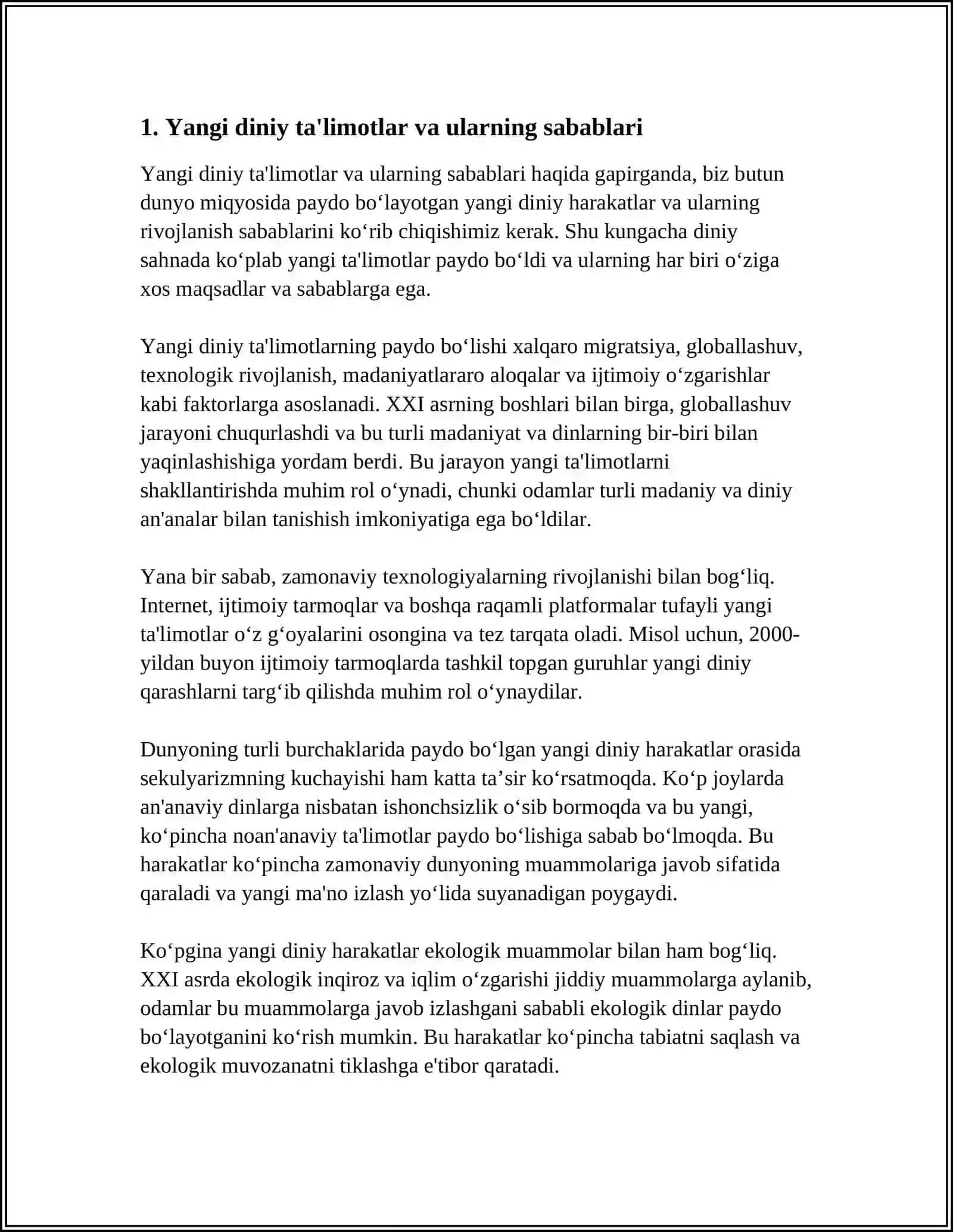 YANGI DINEY TA'LIMOTLAR SEKTALAR. KIBER MAKONDA DIN. MISSIONERLEK VA PROZELITIZM 3