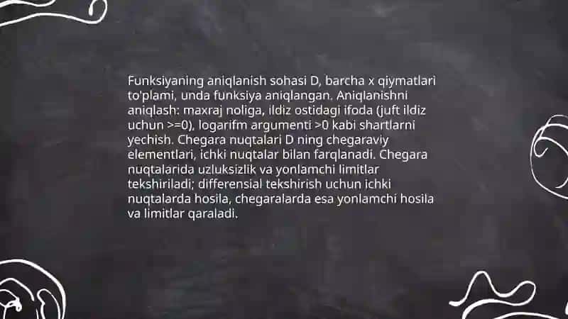 Differensial yordamida funksiyani to'la tekshirish 3
