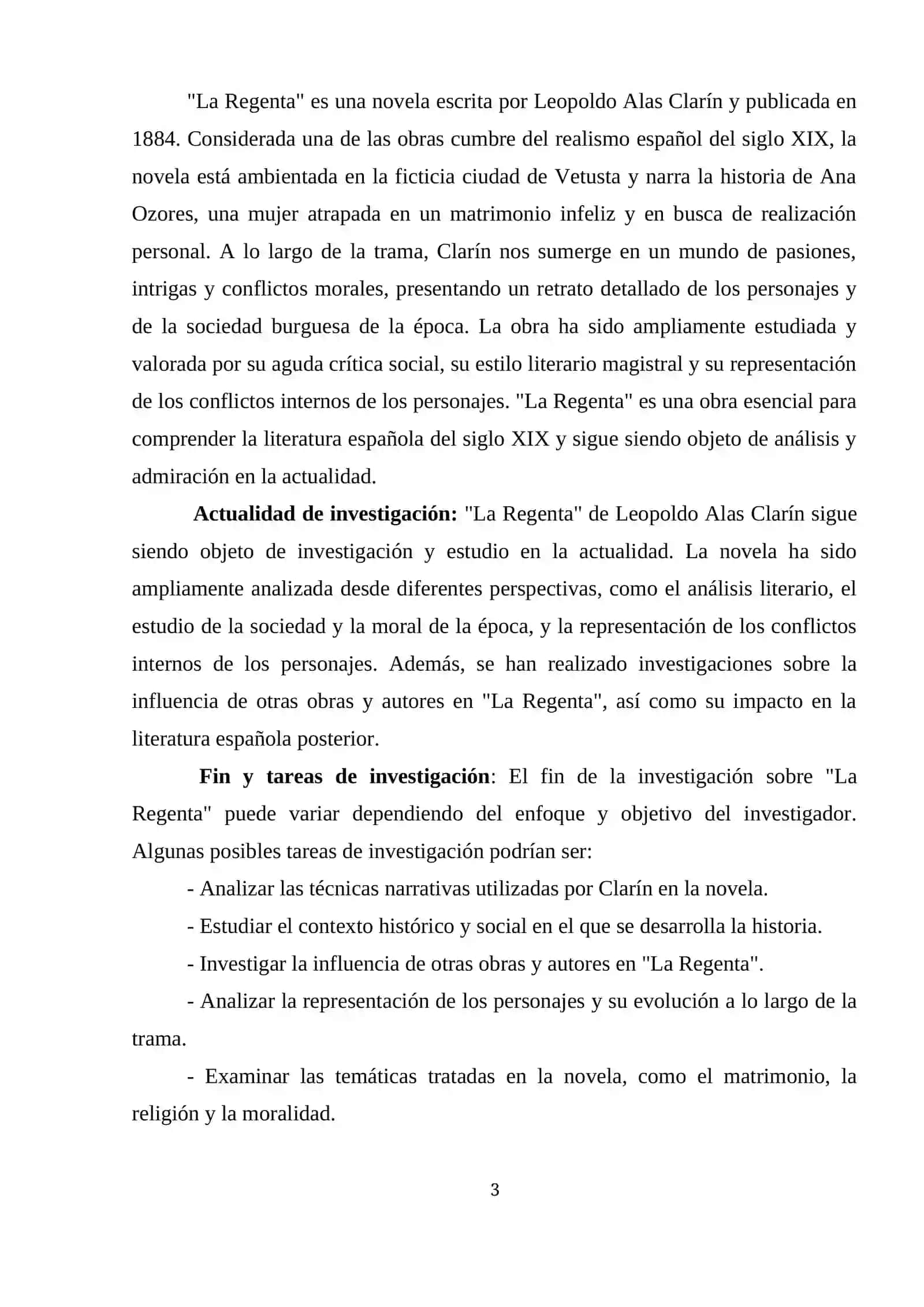 La obra de Leopoldo Alas Clarín “La Regenta” 3