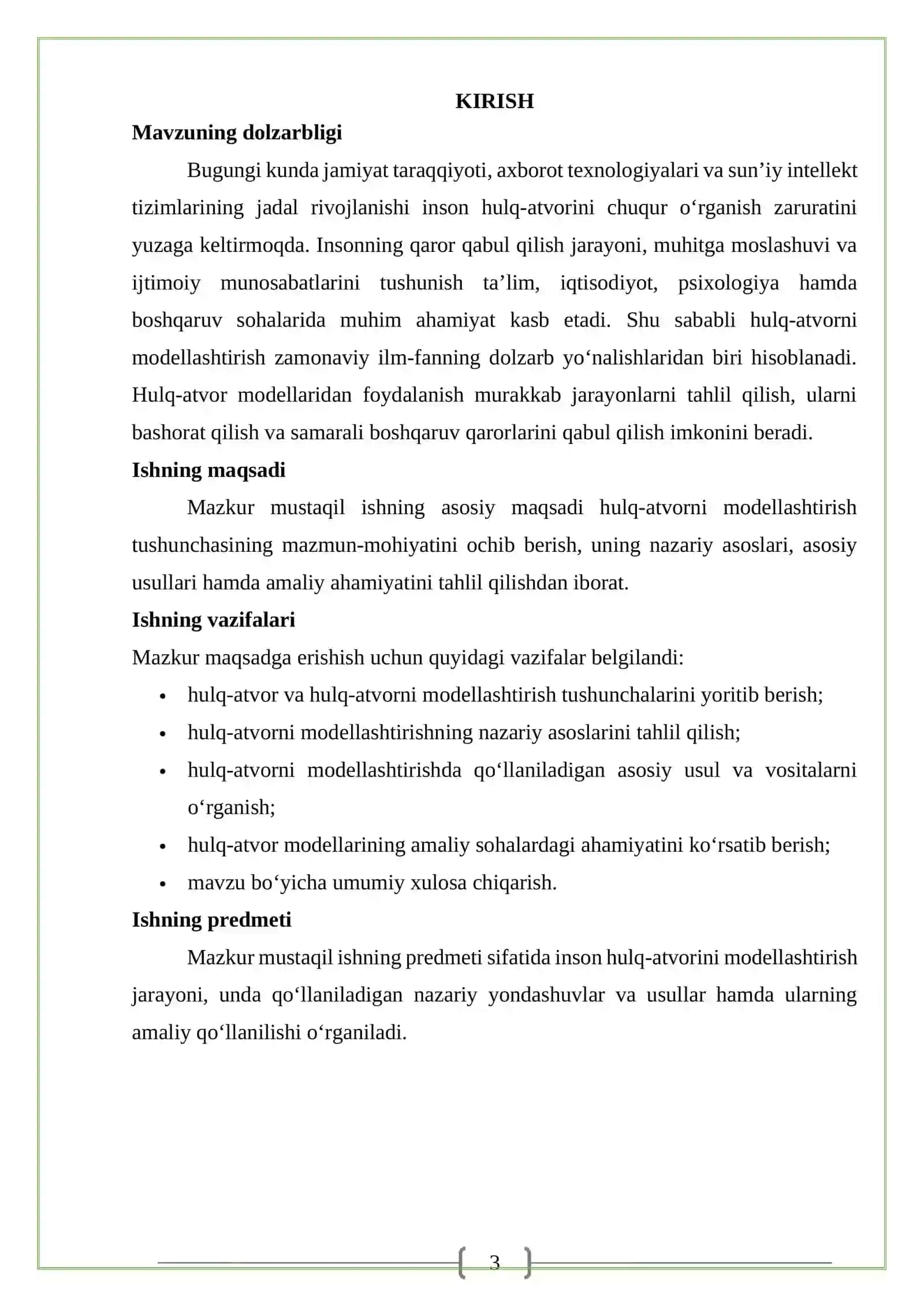 Hulq-atvorni modellashtirish 3